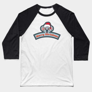 Sticker and Label Of  Koala Character Design and Merry Christmas Text. Baseball T-Shirt